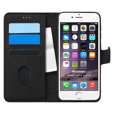 Microsonic Apple iPhone 6S Kılıf Fabric Book Wallet Siyah