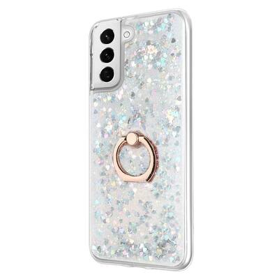 Microsonic Samsung Galaxy S21 FE Kılıf Glitter Liquid Holder Gümüş