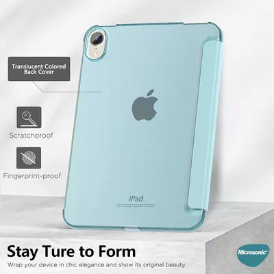 Microsonic Apple iPad Mini 7 Kılıf (A2993-A2995) Slim Translucent Back Smart Cover Lacivert