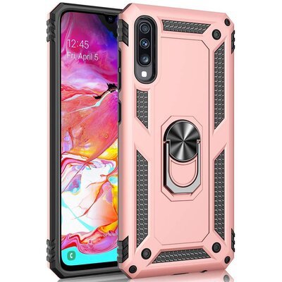 Microsonic Samsung Galaxy A50 Kılıf Military Ring Holder Rose Gold