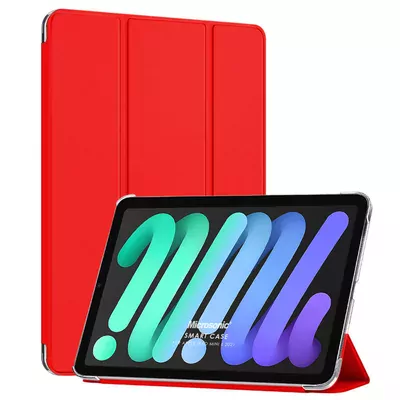 Microsonic Apple iPad Mini 7 Kılıf (A2993-A2995) Slim Translucent Back Smart Cover Kırmızı