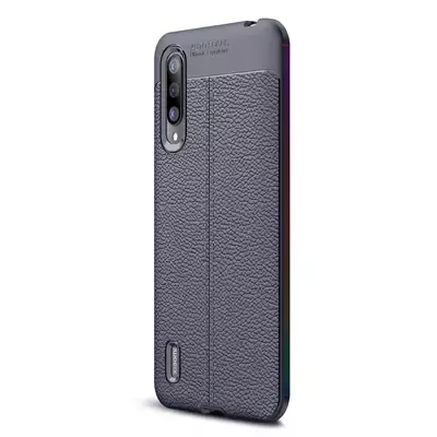 Microsonic Xiaomi Mi 9 Lite Kılıf Deri Dokulu Silikon Lacivert