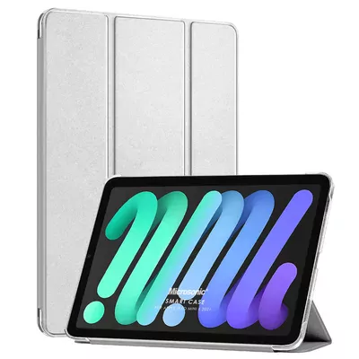 Microsonic Apple iPad Mini 7 Kılıf (A2993-A2995) Slim Translucent Back Smart Cover Gümüş