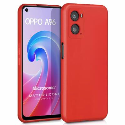 Microsonic Oppo A96 4G Kılıf Matte Silicone Kırmızı