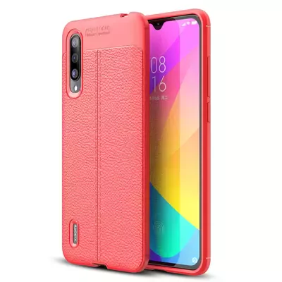 Microsonic Xiaomi Mi 9 Lite Kılıf Deri Dokulu Silikon Kırmızı