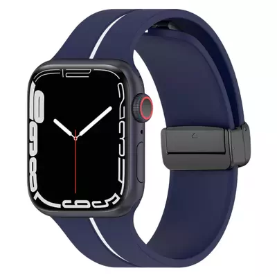 Microsonic Apple Watch Series 10 46mm Kordon Ribbon Line Lacivert Beyaz