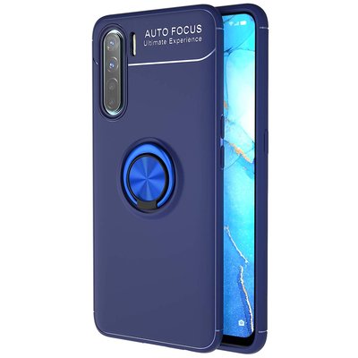 Microsonic Oppo Reno 3 Kılıf Kickstand Ring Holder Lacivert