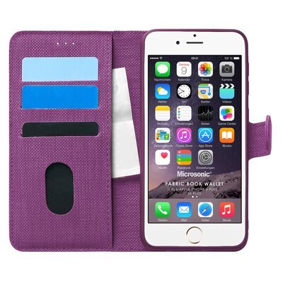 Microsonic Apple iPhone 6S Plus Kılıf Fabric Book Wallet Mor