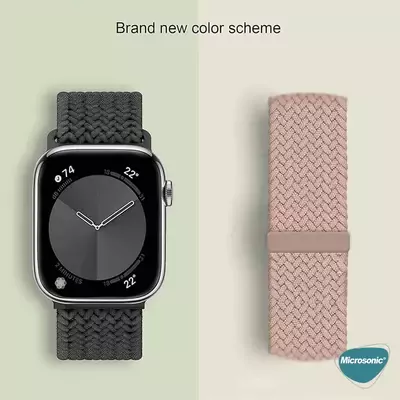Microsonic Apple Watch Series 11 42mm Kordon, (Small Size, 127mm) Knitted Fabric Single Loop Beyaz