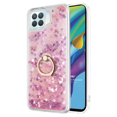 Microsonic Oppo Reno 4 Lite Kılıf Glitter Liquid Holder Pembe