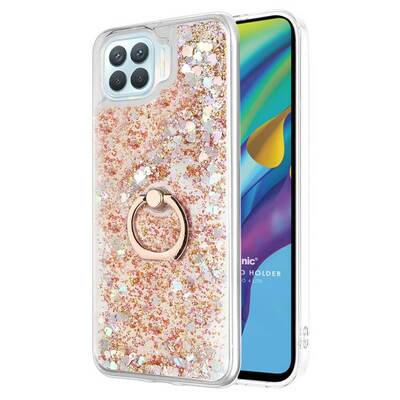 Microsonic Oppo Reno 4 Lite Kılıf Glitter Liquid Holder Gold