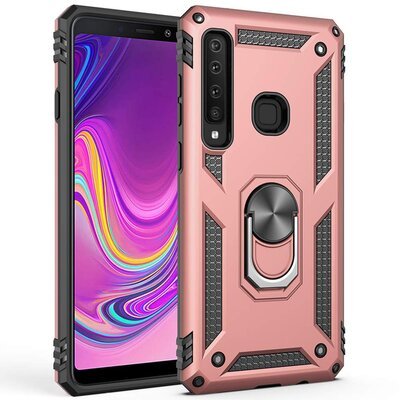 Microsonic Samsung Galaxy A9 2018 Kılıf Military Ring Holder Rose Gold