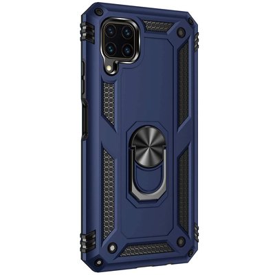 Microsonic Huawei P40 Lite Kılıf Military Ring Holder Lacivert