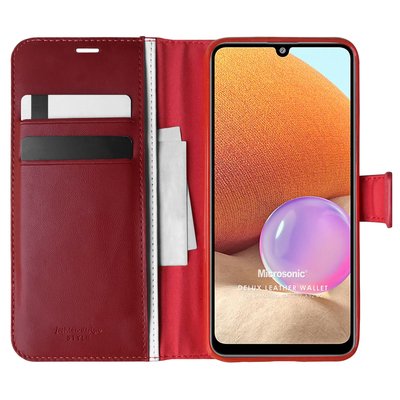 Microsonic Samsung Galaxy A32 4G Kılıf Delux Leather Wallet Kırmızı