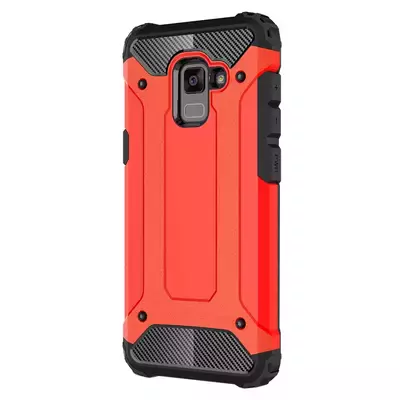 Microsonic Samsung Galaxy A8 Plus 2018 Kılıf Rugged Armor Kırmızı