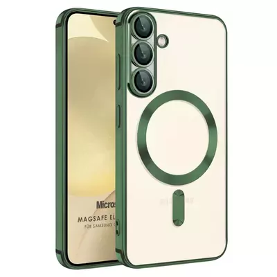 Microsonic Samsung Galaxy S25 Plus Kılıf MagSafe Luxury Electroplate Yeşil