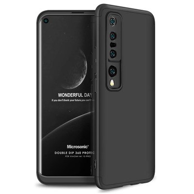 Microsonic Xiaomi Mi 10 Pro Kılıf Double Dip 360 Protective AYS Siyah