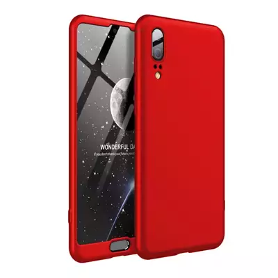 Microsonic Huawei P20 Kılıf Double Dip 360 Protective Kırmızı