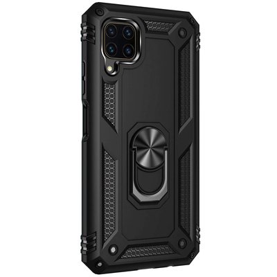 Microsonic Huawei P40 Lite Kılıf Military Ring Holder Siyah