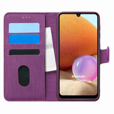 Microsonic Samsung Galaxy A32 4G Kılıf Fabric Book Wallet Mor