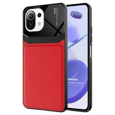 Microsonic Xiaomi Mi 11 Lite Kılıf Uniq Leather Kırmızı