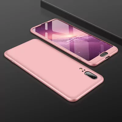 Microsonic Huawei P20 Kılıf Double Dip 360 Protective Rose Gold