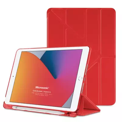 Microsonic Apple iPad 10.2'' 8. Nesil Kılıf (A2270-A2428-A2429-A2430) Origami Pencil Kırmızı