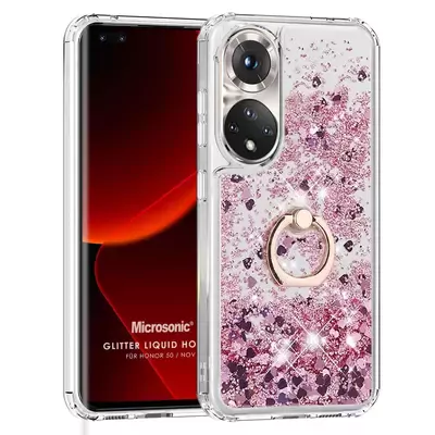 Microsonic Honor 90 Kılıf Glitter Liquid Holder Pembe