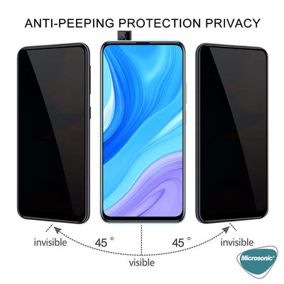 Microsonic Huawei P Smart Pro Invisible Privacy Kavisli Ekran Koruyucu Siyah