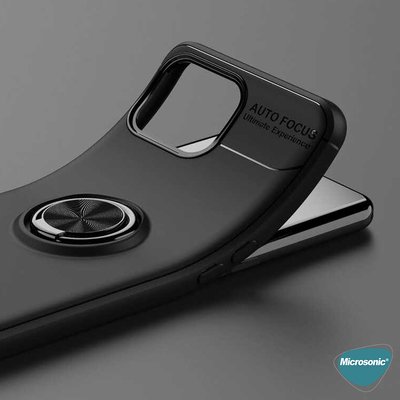 Microsonic Oppo Reno 4 Lite Kılıf Kickstand Ring Holder Siyah Rose