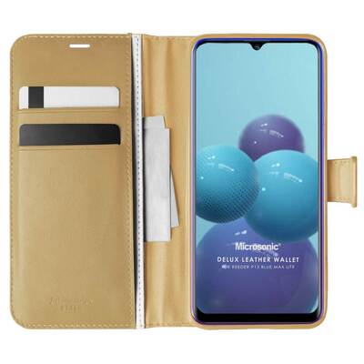 Microsonic Reeder P13 Blue Max Lite Kılıf Delux Leather Wallet Gold