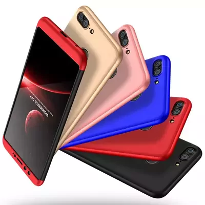 Microsonic Huawei P Smart Kılıf Double Dip 360 Protective Siyah Kırmızı