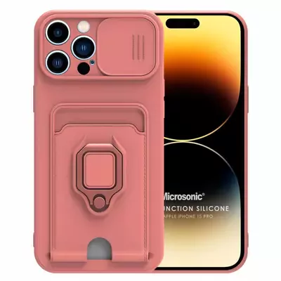 Microsonic Apple iPhone 15 Pro Kılıf Multifunction Silicone Pembe