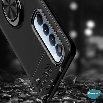 Microsonic Oppo Reno 4 Pro Kılıf Kickstand Ring Holder Kırmızı