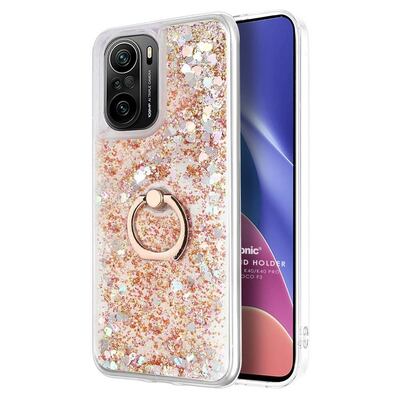 Microsonic Xiaomi Redmi K40 Pro Kılıf Glitter Liquid Holder Gold