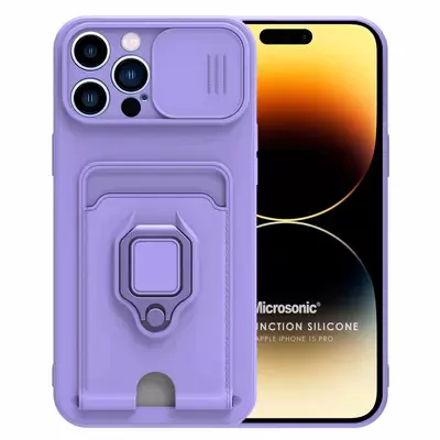 Microsonic Apple iPhone 15 Pro Kılıf Multifunction Silicone Lila