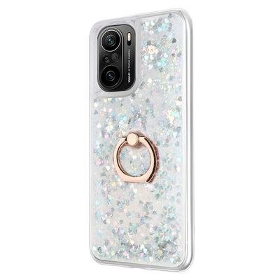 Microsonic Xiaomi Redmi K40 Pro Kılıf Glitter Liquid Holder Gümüş