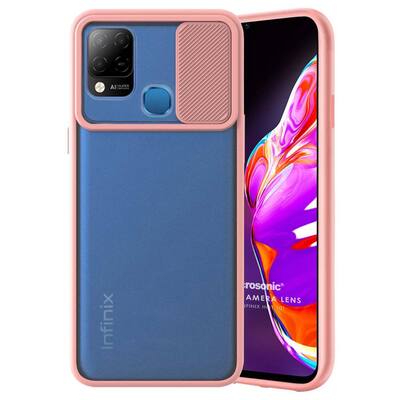 Microsonic Infinix Hot 10T Kılıf Slide Camera Lens Protection Pembe