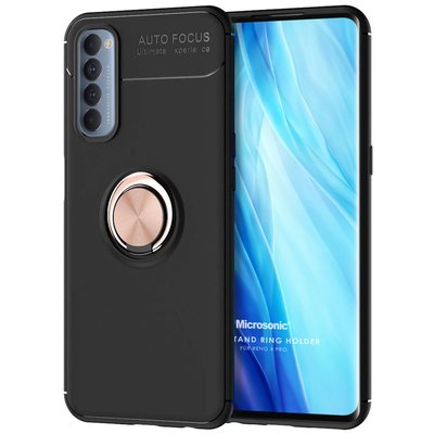 Microsonic Oppo Reno 4 Pro Kılıf Kickstand Ring Holder Siyah Rose