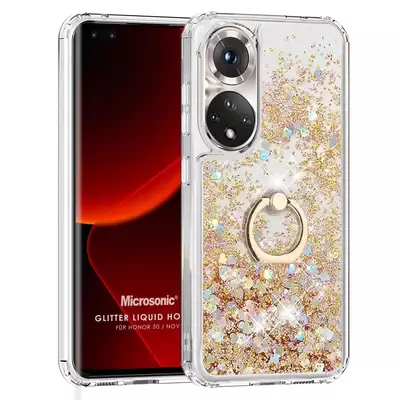 Microsonic Huawei Nova 9 Kılıf Glitter Liquid Holder Gold