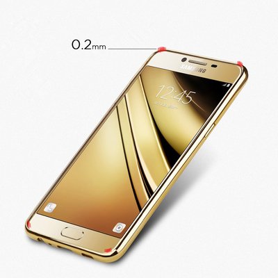 Microsonic Samsung Galaxy C7 Kılıf Skyfall Transparent Clear Gold