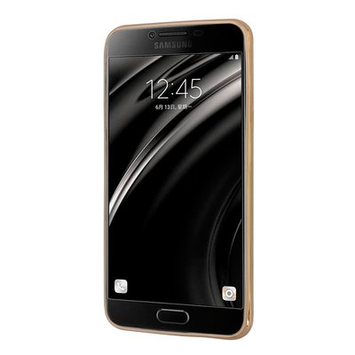 Microsonic Samsung Galaxy C7 Kılıf Skyfall Transparent Clear Gold