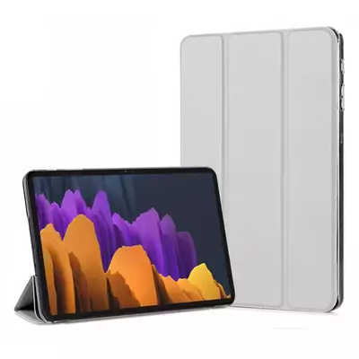 Microsonic Samsung Galaxy Tab S7 FE LTE T737 Kılıf Slim Translucent Back Smart Cover Gümüş