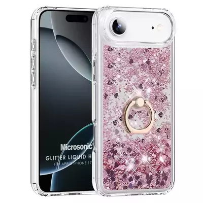 Microsonic Apple iPhone 17 Air Kılıf Glitter Liquid Holder Pembe