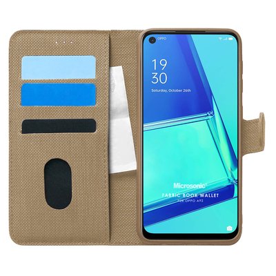 Microsonic Oppo A92 Kılıf Fabric Book Wallet Gold