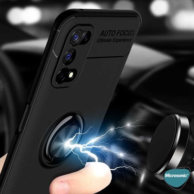 Microsonic Realme 7 Pro Kılıf Kickstand Ring Holder Kırmızı