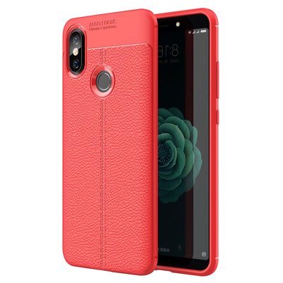 Microsonic Xiaomi Mi 8 Kılıf Deri Dokulu Silikon Kırmızı