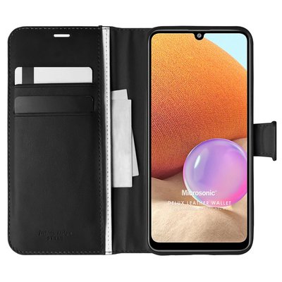 Microsonic Samsung Galaxy A32 4G Kılıf Delux Leather Wallet Siyah