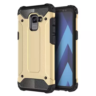 Microsonic Samsung Galaxy A8 2018 Kılıf Rugged Armor Gold