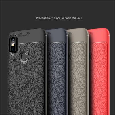 Microsonic Xiaomi Mi 8 Kılıf Deri Dokulu Silikon Gri